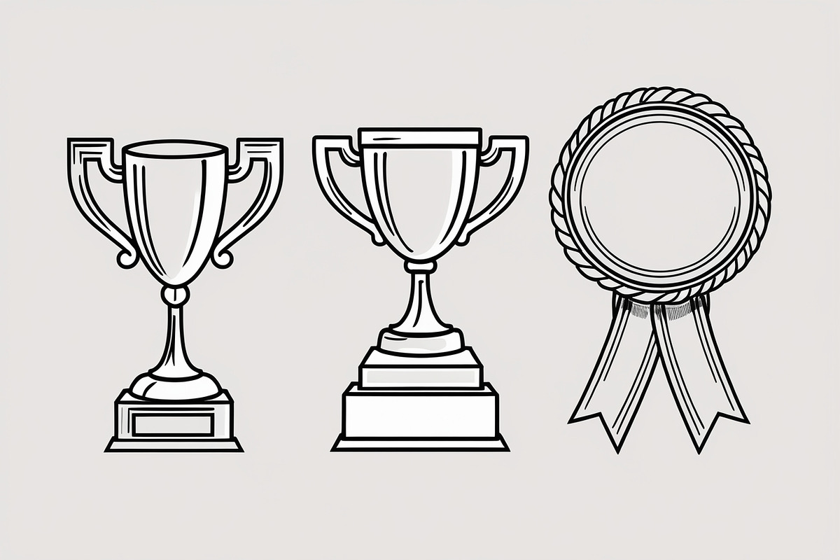 Trophy and Award Medal Icon Bundle, an Illustration by hafijul (Photo 6 of 7)