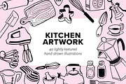 Hand Drawn Kitchen Illustrations, a Texture Illustration by rabeccky (Thumbnail 1 of 3)