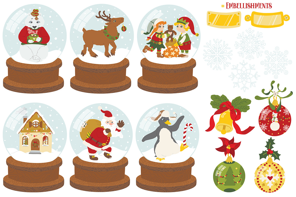 Snow globes vector clipart, an Object Illustration by Trinibis (Photo 4 of 6)