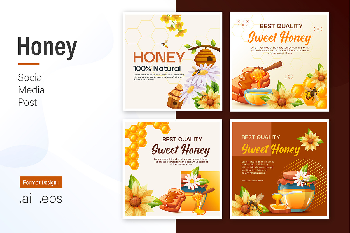 Honey Social Media Post Design, a Social Media Template by shin_std