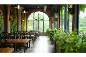 Cozy restaurant interior with, an Architecture Photo by Lermont51