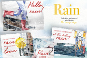 Watercolor Rain Clipart Set, a Seasonal Illustration by ArtCreationsDesign (Thumbnail 2 of 12)