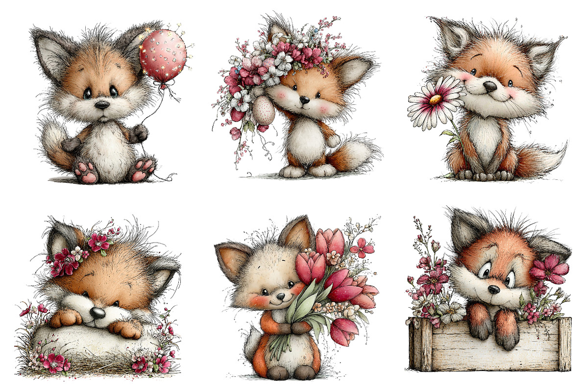 Whimsical Easter Fox Clipart, an Illustration by Dream Creation (Photo 3 of 6)