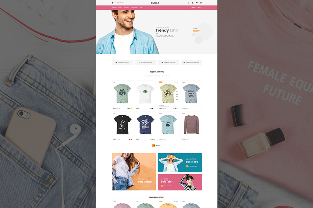 Leosy - PrestaShop T-shirts Store, a Bootstrap Template by Pichforest Studio (Photo 2 of 10)