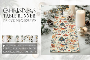 Christmas Table Runner Mockups, a Household Mockup by mock-ups