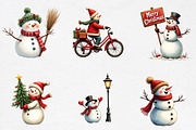 Vintage Christmas Snowman Clipart, an Illustration by CrexoraLab (Thumbnail 4 of 5)