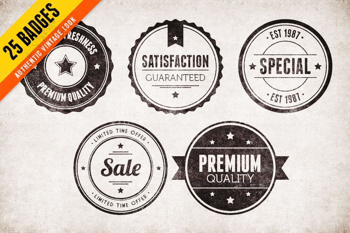 40% Off - Vintage Vector Badges Set preview 2
