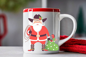 Cowboy Santa Sublimation PNG, JPG