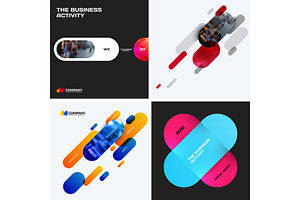 Set of abstract vector design for graphic template. Creative modern business background. Colourful rounded rectangles