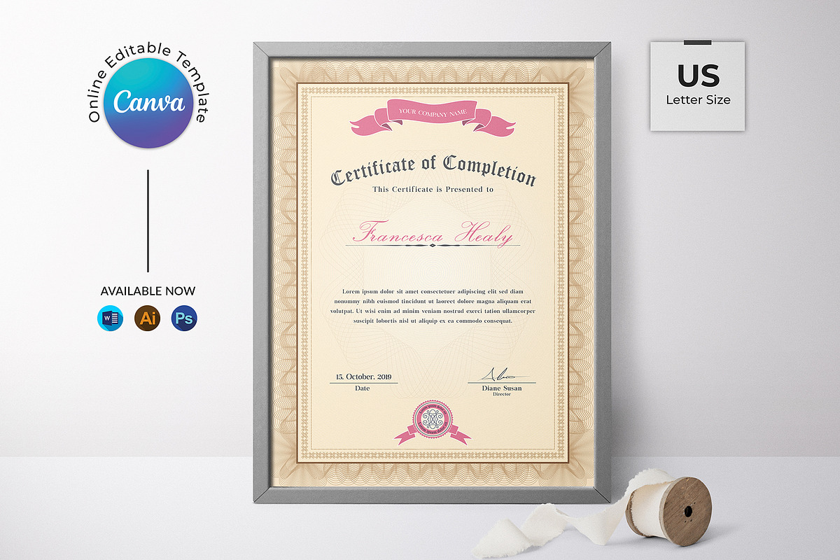 Canva Certificate Template, a Stationery Template by DesignDevisers (Photo 4 of 9)