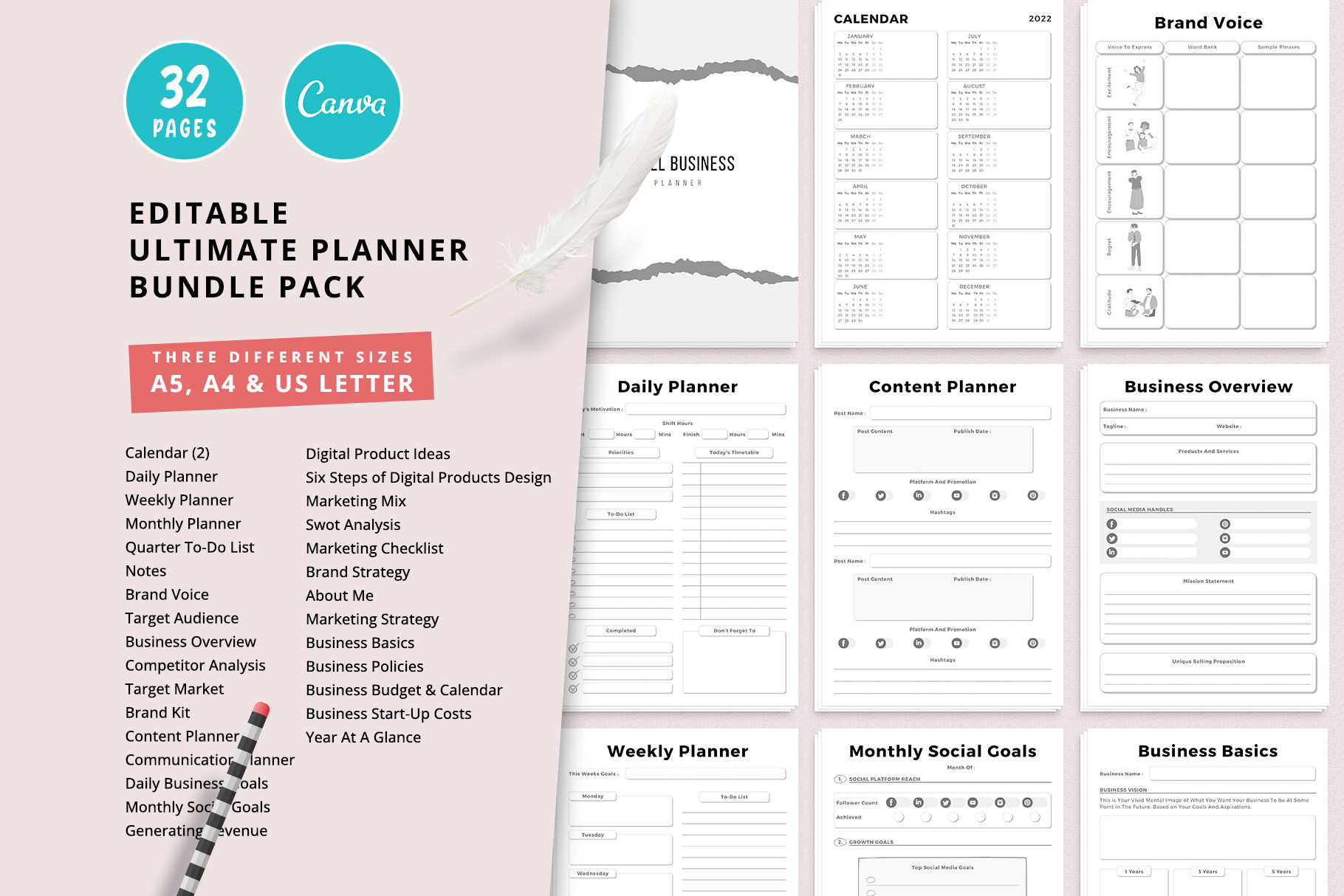 Canva Ultimate Planner Bundle Vol.30, a Stationery Template by Amit Debnath