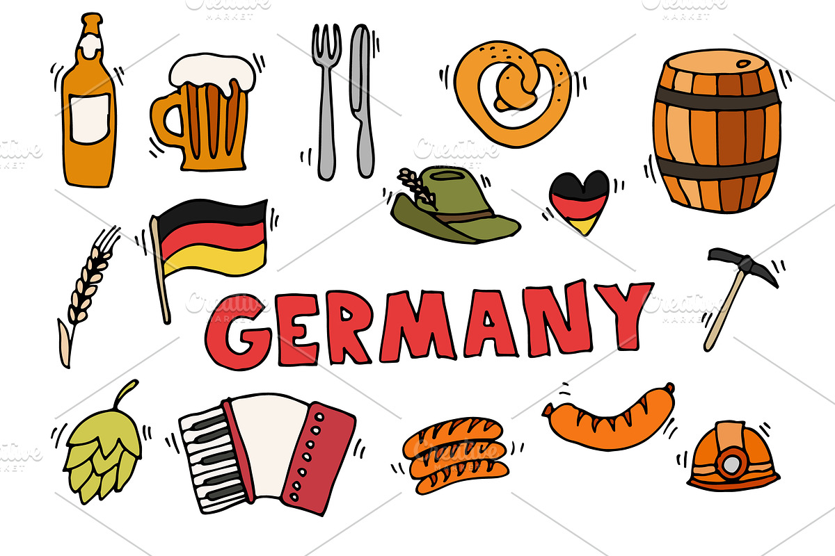 Germany travel set, a Food Illustration by Netkoff
