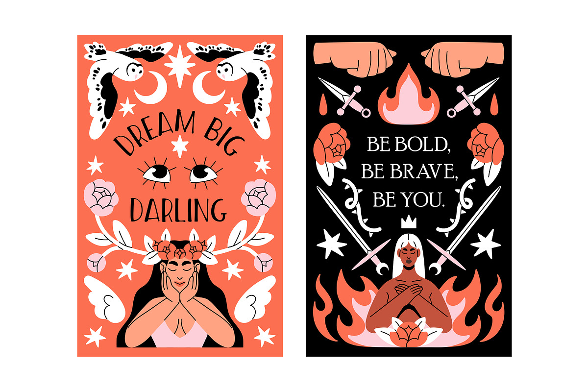 Woman power boho cards, posters set, a Decorative Illustration by PaperTrident (Photo 6 of 7)