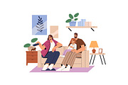 People relaxing on couch at home set, a Person Illustration by PaperTrident (Thumbnail 5 of 5)