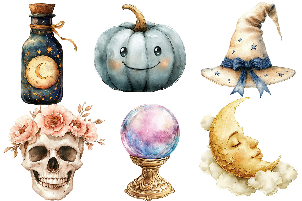 Neutral Pastel Spooky Clipart, an Illustration by Designworld (Photo 4 of 9)