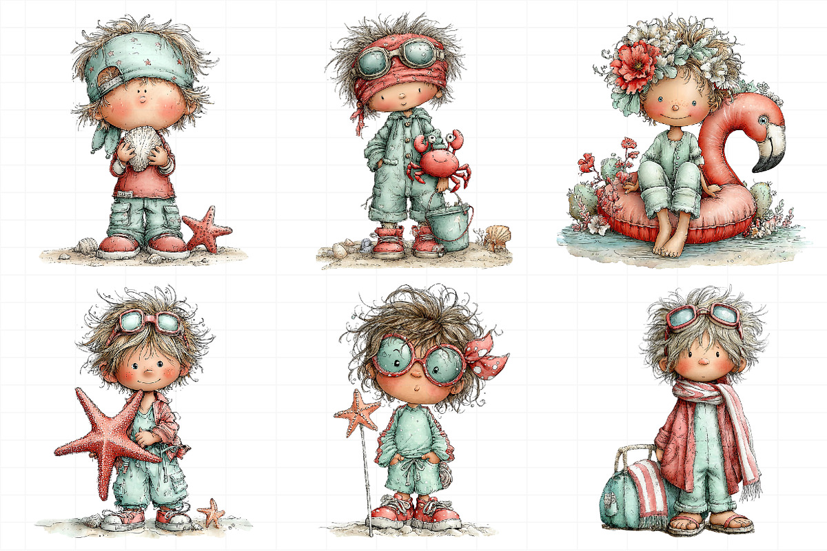 Whimsical Summer Beach Kids Clipart, an Illustration by Daily.Designs (Photo 5 of 7)