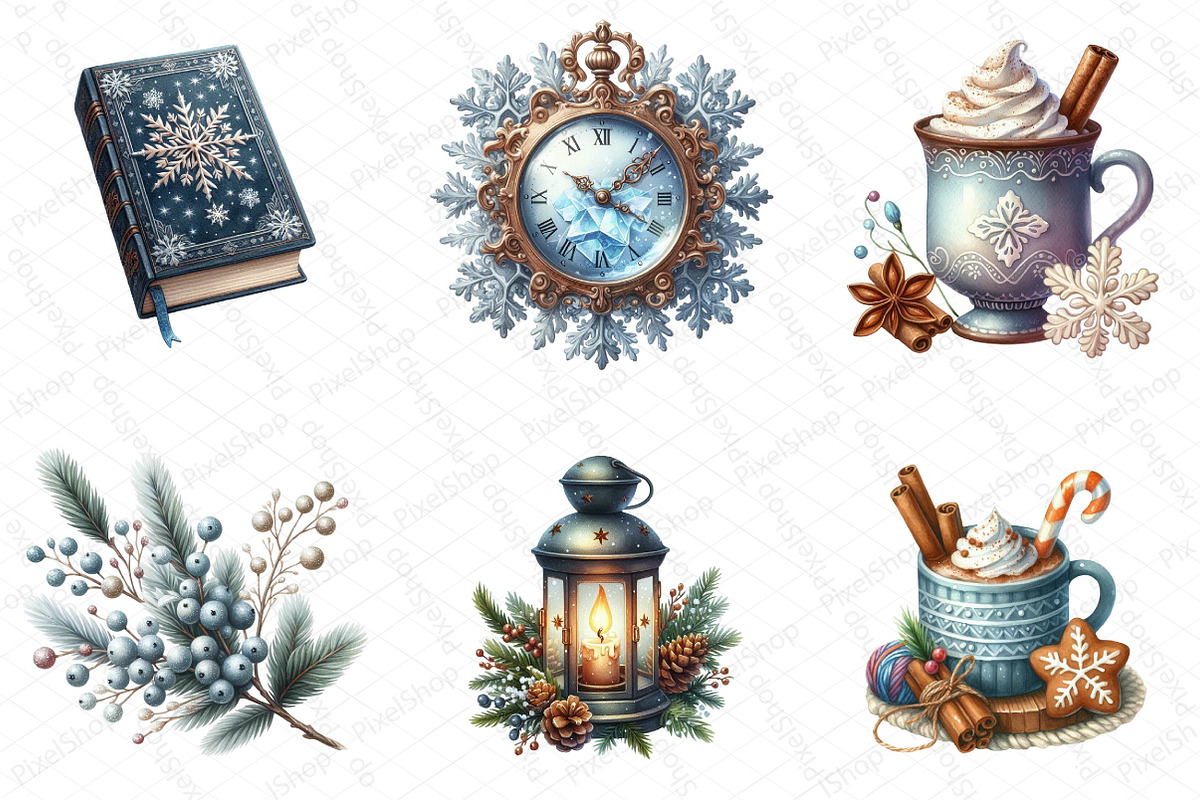 Winter Charm Watercolor Clipart, an Illustration by DreamPrint404 (Photo 2 of 5)