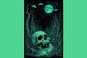 Eerie Alien Skull Art, a Decorative Illustration by StockVerse Creative (Thumbnail 3 of 4)