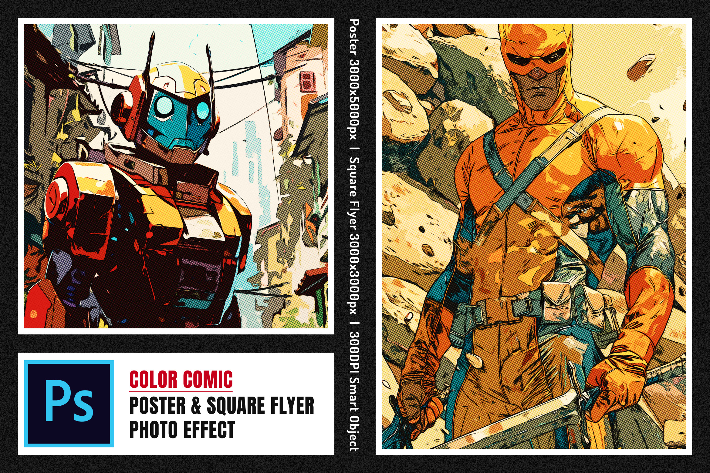 Color Comic Square And Poster Photo, a Layer Style Add-On by dokudokunomi