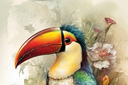 Paintings with exotic tropical birds, an Animal Illustration by Bubert Art (Thumbnail 6 of 6)