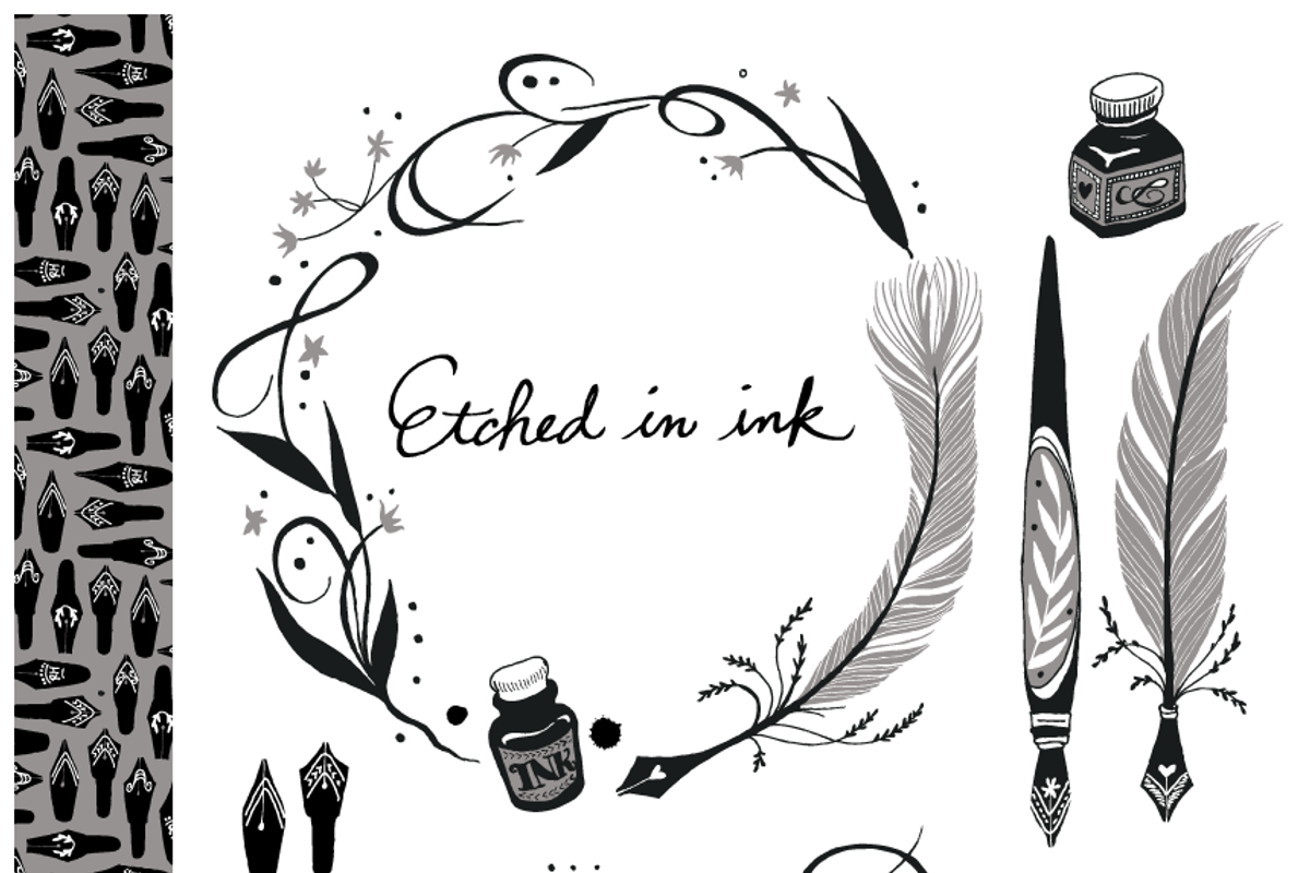 Etched in Ink - Clip Art Set, an Object Graphic by reika