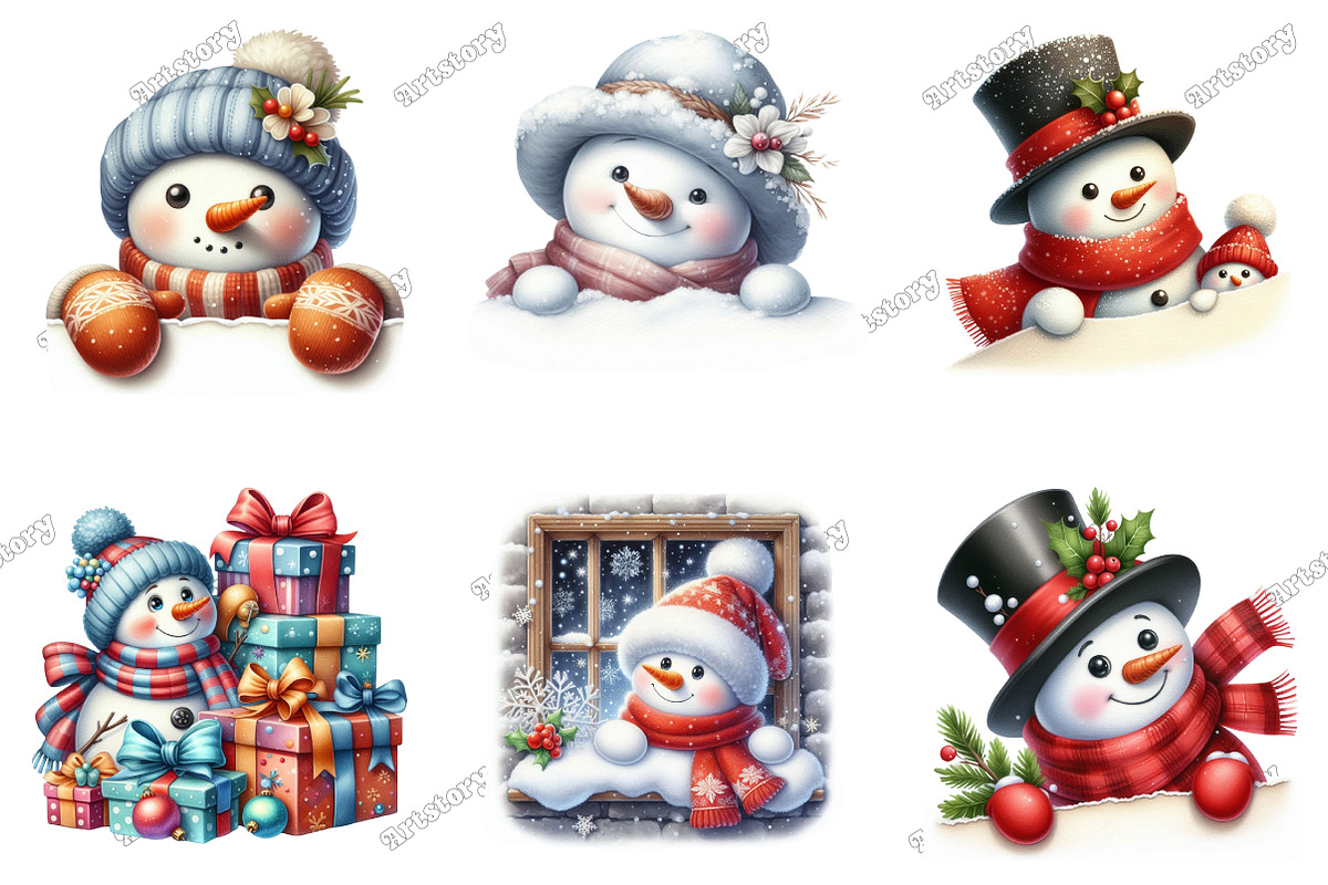 Peeking Christmas Snowman Png, an Illustration by designcity5 (Photo 2 of 5)