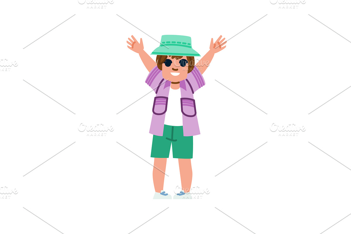 Happy tourist child wearing, a Person Illustration by pikepicture