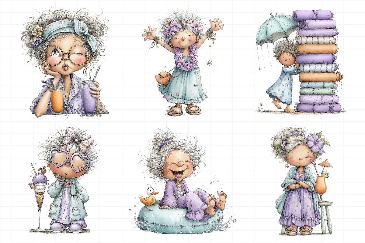 Summer Funny Grandma Clipart, an Illustration by Daily.Designs (Photo 3 of 7)