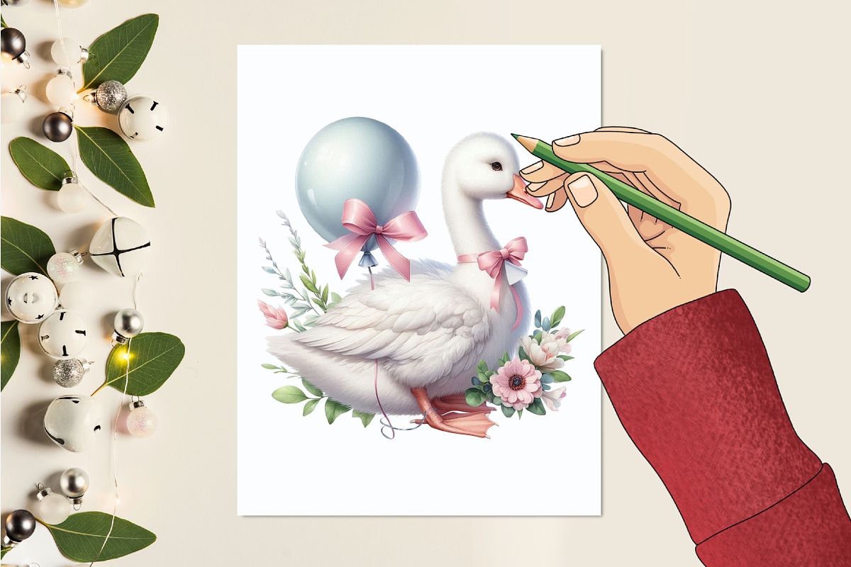 Watercolor Baby White Goose Birthday, a Graphic by designcity5 (Photo 5 of 5)