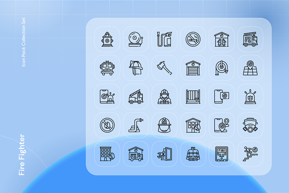 Fire Fighter Icon Set, an Outline Icon by Nathaya Studio (Photo 2 of 2)