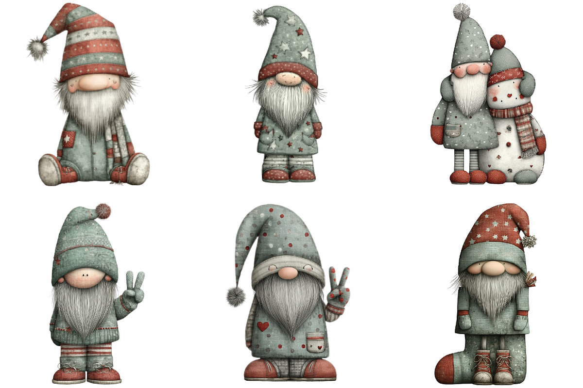 Quirky Whimsical Santas Clipart, an Illustration by CraftArtStudio (Photo 5 of 6)