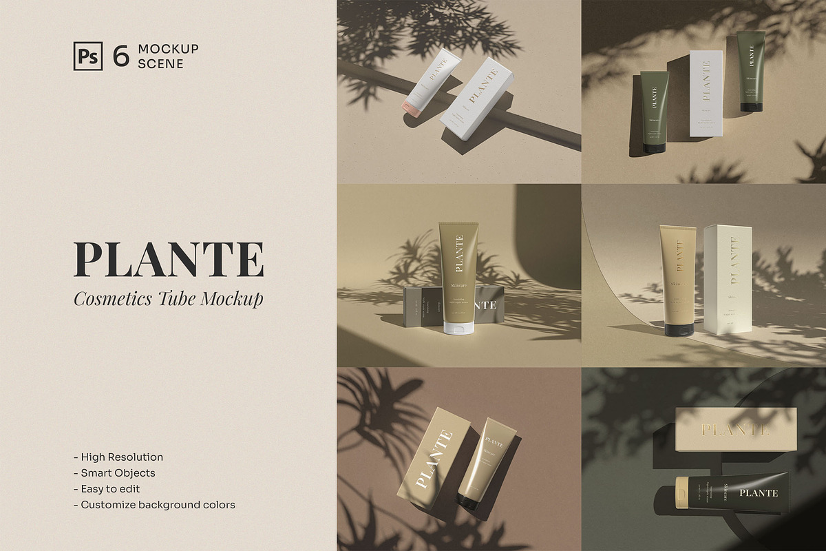 Plante - Cosmetics Tube Mockup, a Packaging Mockup by JafarNation (Photo 1 of 7)