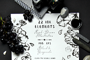 Black&White Flowers - Ink floral set, an Illustration by Graphic Republic (Thumbnail 2 of 5)