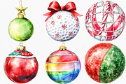 Watercolor Christmas Sport Balls, an Illustration by Canvas Craft (Thumbnail 6 of 7)