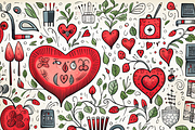 Vintage Love Pattern, a Background Graphic by Printable Treasure (Thumbnail 2 of 4)