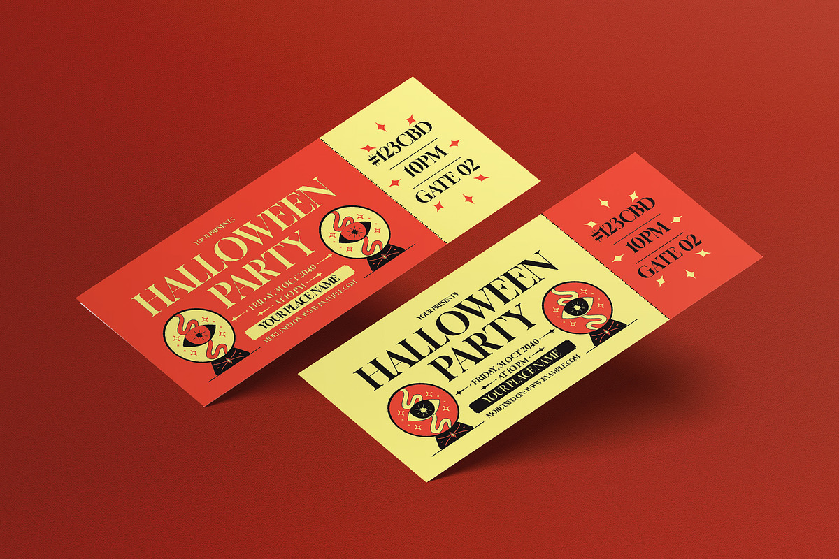 Yellow Gothic Halloween Party Ticket, a Flyer Template by graphicook (Photo 1 of 3)