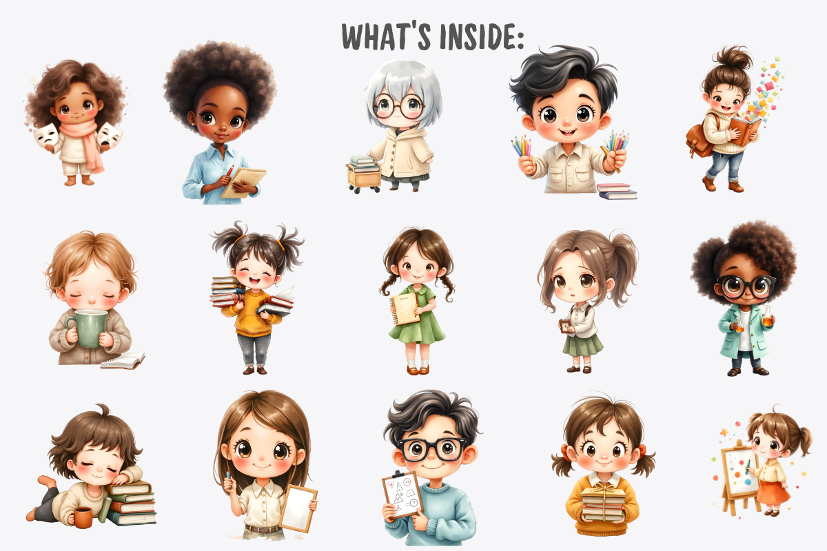 Teachers Clipart Bundle, a Decorative Illustration by Anca Digital Vibe (Photo 6 of 12)