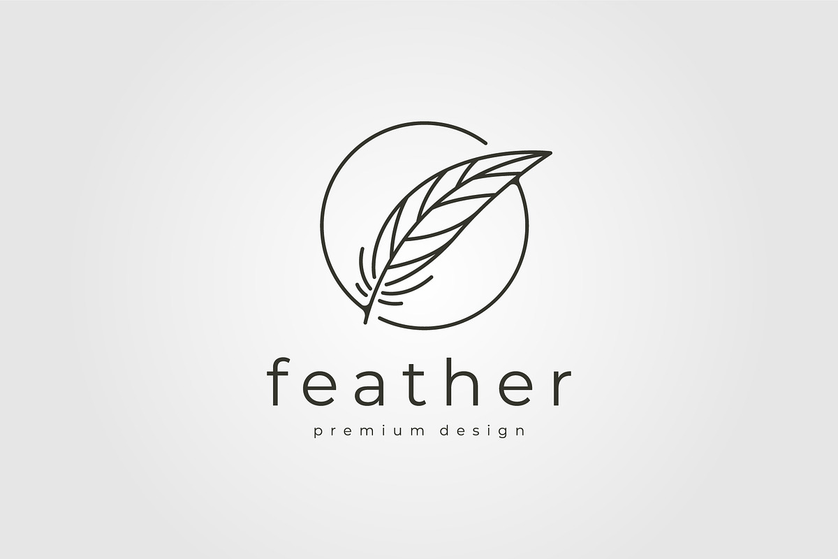 feather circle logo vector line art, a Branding & Logo Template by lawoel