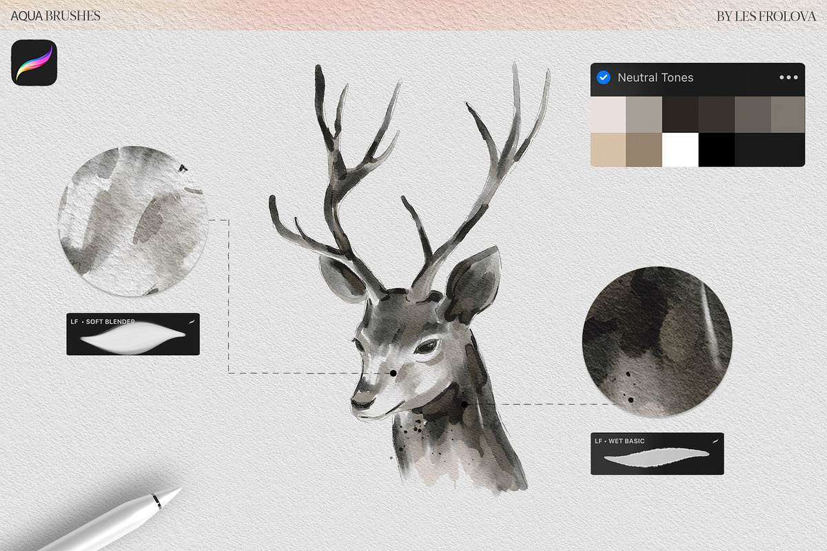 Watercolor Procreate Brushes, a Brush Add-On by Les Frolova (Photo 6 of 9)