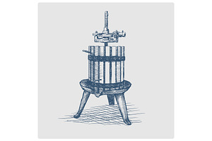 Press for grapes hand drawn vector, an Illustration by AlexArt
