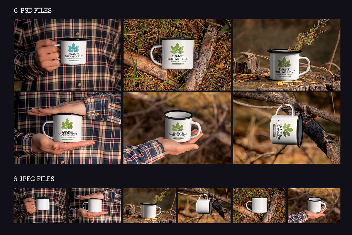6 Outdoor Enamel Mug Mockup, a Cups & Container Mockup by Grow Design Craft Studio (Photo 6 of 6)