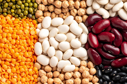 mixed legumes top flat view AI generated