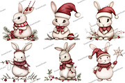 Whimsical Christmas Rabbit Clipart, an Illustration by DreamArtGraphic (Thumbnail 2 of 5)