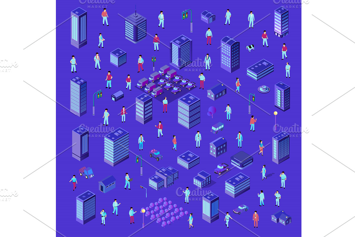Citizens walking and driving in, an Object Illustration by AlexZeL