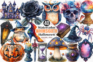 Whimsigoth Halloween Clipart, an Illustration by Canvas Craft