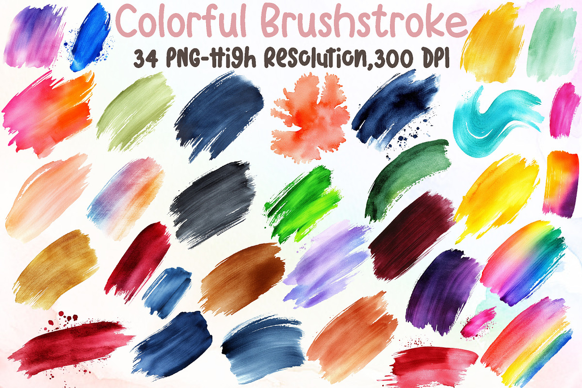 Colorful Brushstroke Clipart, an Illustration by Sublimation Artist (Photo 1 of 6)