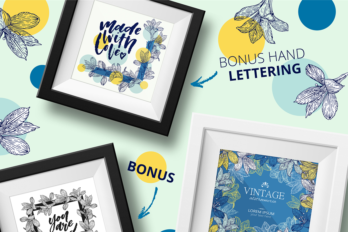 Hand drawn alstroemeria vector set, a Work Illustration by ekzi.letters (Photo 3 of 5)