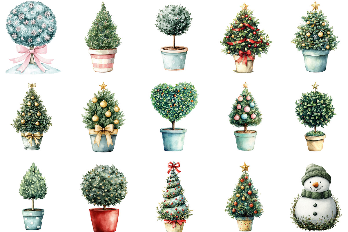 Whimsical Christmas Topiary Tree, an Illustration by Designking (Photo 2 of 5)