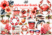 Watercolor Beach Clipart, an Illustration by Craft Nest (Thumbnail 1 of 6)