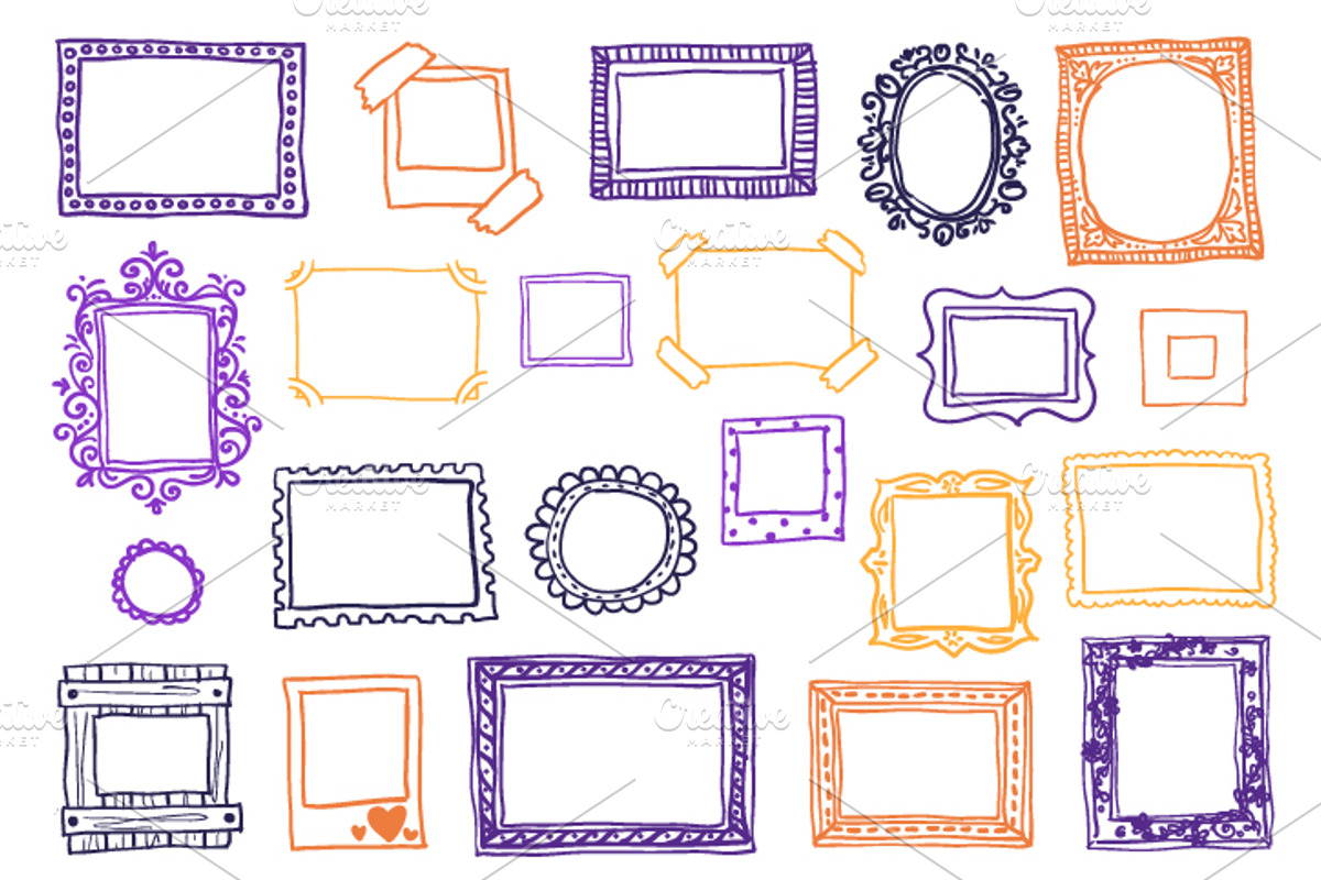 Hand drawn doodle photoframes, an Object Graphic by Ann-zabella